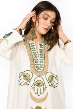Heirloom By Rara Avis Off White Hamsa Embroidered Column Dress 6 Heirloom By Rara Avis Off White Hamsa Embroidered Column Dress -Cheap Wovencia Store 23rh45 3