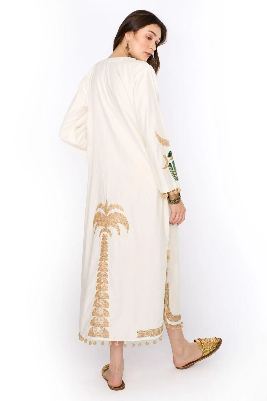 Heirloom By Rara Avis Off White Hamsa Embroidered Column Dress 4 Heirloom By Rara Avis Off White Hamsa Embroidered Column Dress - Image 4