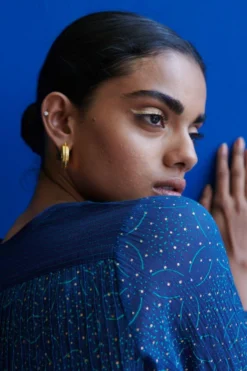 Indigene Deep Blue Pintucked Top -Cheap Wovencia Store 2411ind3 3