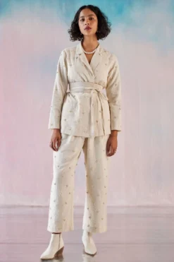 ILK Off White Smocked Obi Belt