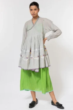 Injiri Overlap Grey Jamdani Top