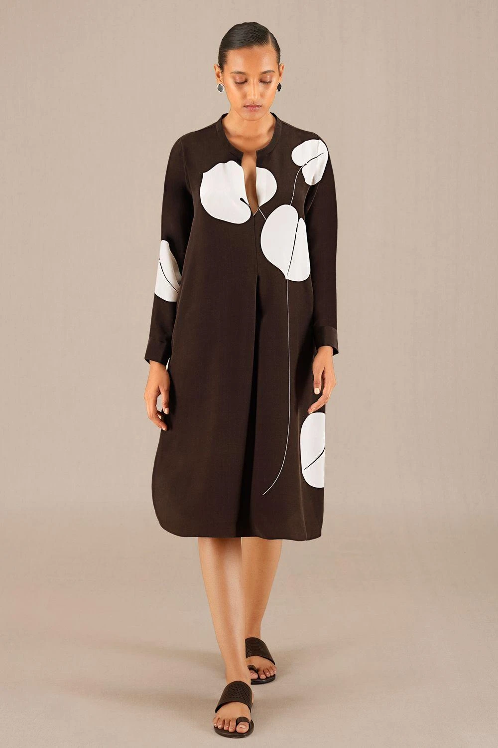 AMPM Veeda Earthy Brown Crepe Dress 2 AMPM Veeda Earthy Brown Crepe Dress - Image 2