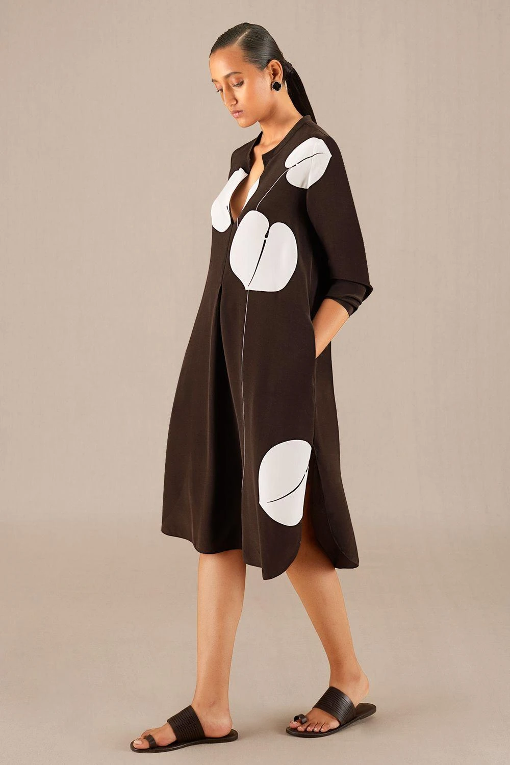 AMPM Veeda Earthy Brown Crepe Dress 3 AMPM Veeda Earthy Brown Crepe Dress - Image 3