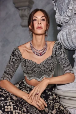 Jayanti Reddy Black Zardosi Embroidered Lehenga Set -Cheap Wovencia Store 26323jrp1 3