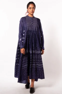 Injiri Navy Blue Bandhani Tunic