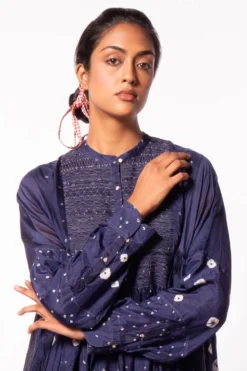 Injiri Navy Blue Bandhani Tunic -Cheap Wovencia Store 267injri9 4