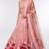 Mishru Pink Embroidered Organza Lehenga Set
