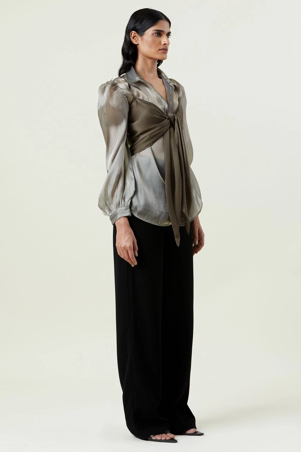 Kanika Goyal Label Solid Brown Organza Shirt 2 Kanika Goyal Label Solid Brown Organza Shirt - Image 2