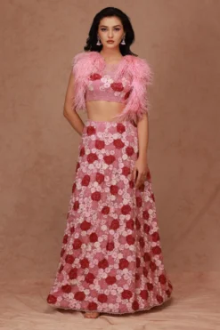 Shriya Som Pink Floral Embellished Lehenga Set