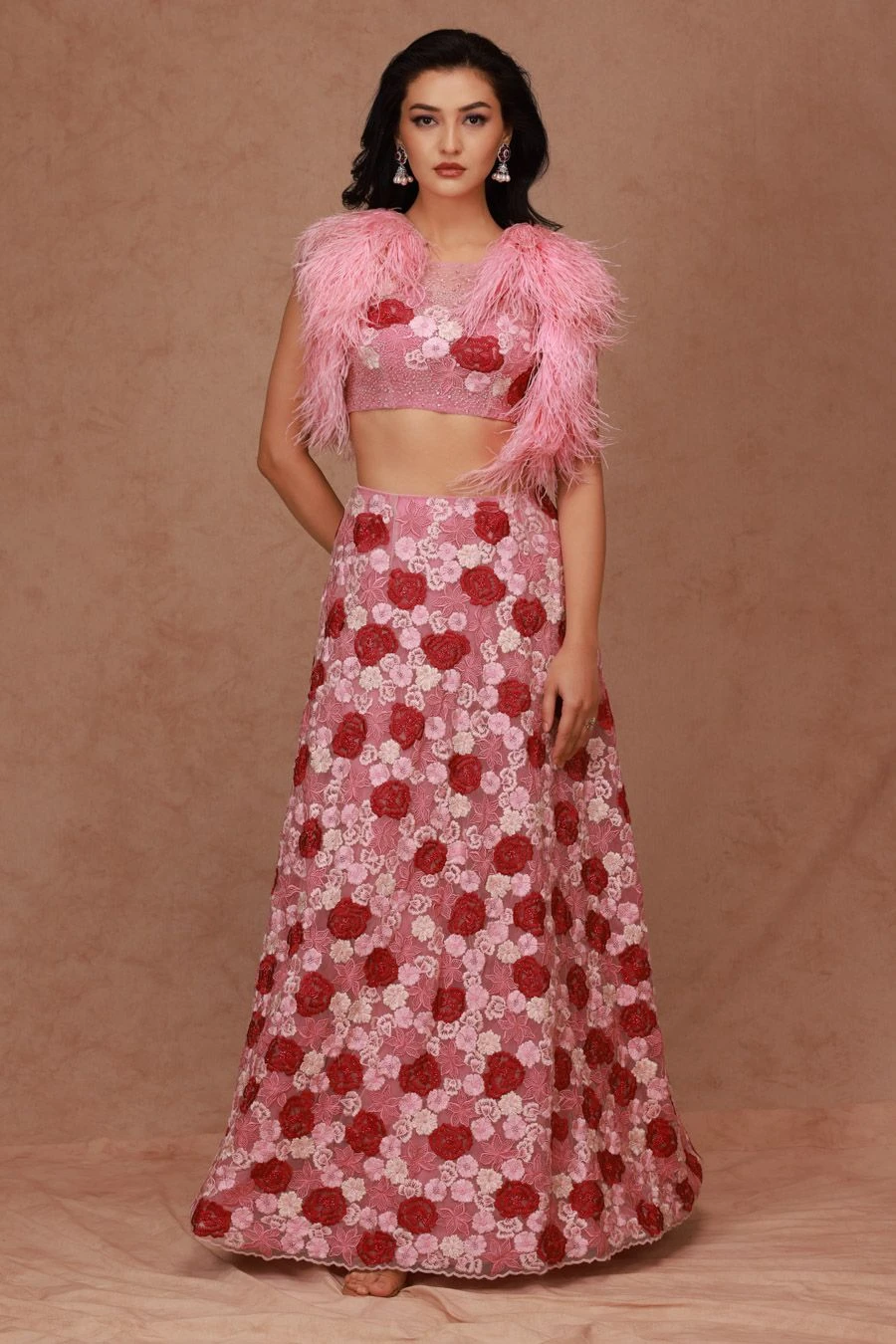 Shriya Som Pink Floral Embellished Lehenga Set 1 Shriya Som Pink Floral Embellished Lehenga Set