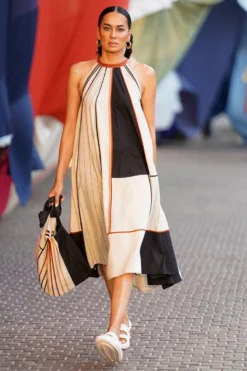 Bodice Black Halter Neck Patch Work Dress