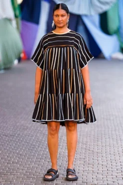 Bodice Black A-Line Multi Colour Binding Dress