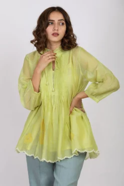 Ekadi Yellow Hand Embroidered Top -Cheap Wovencia Store 286ekd1 3