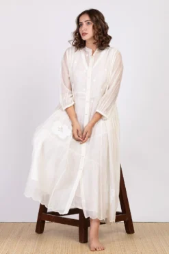 Ekadi White Floral Embroidered Dress -Cheap Wovencia Store 286ekd15 5