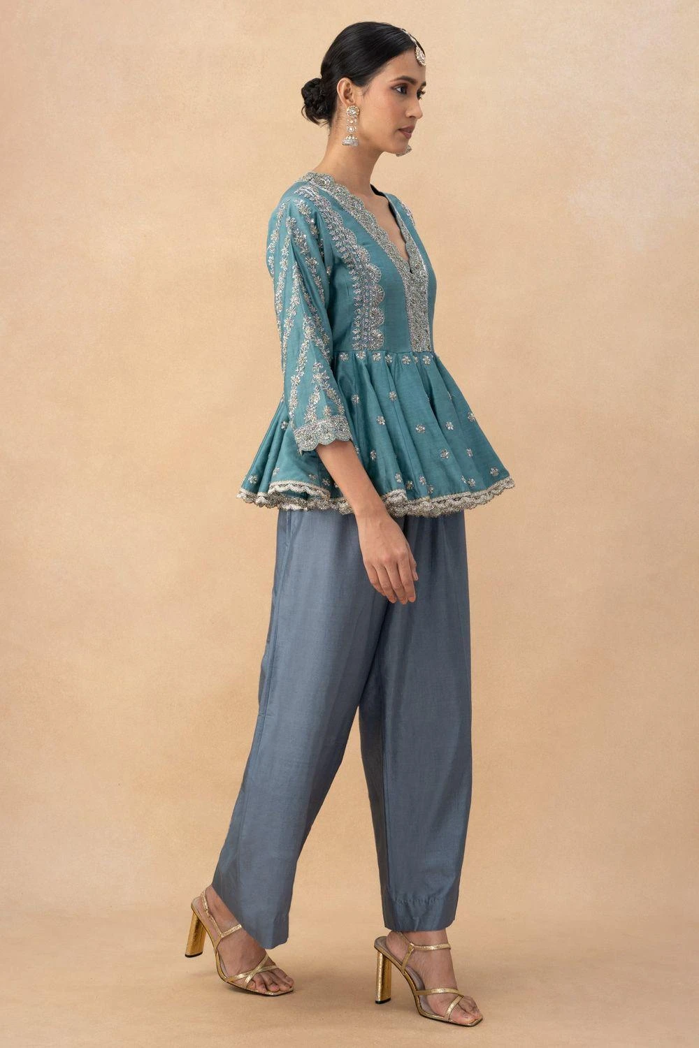 Jayanti Reddy Blue Zardosi Embellished Top 2 Jayanti Reddy Blue Zardosi Embellished Top - Image 2