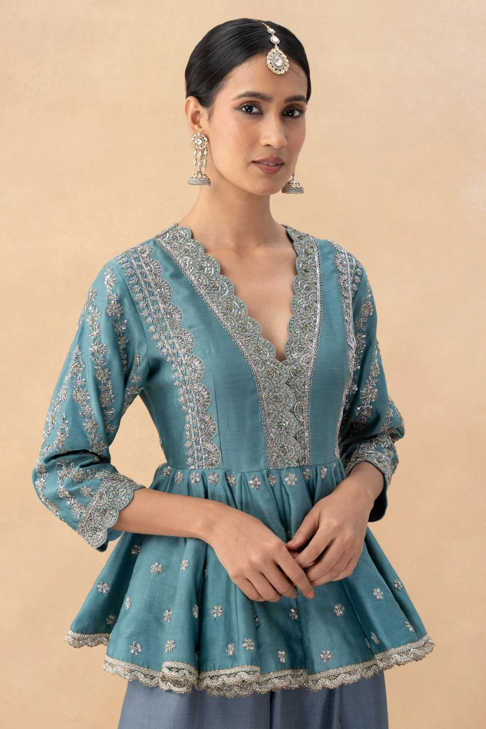 Jayanti Reddy Blue Zardosi Embellished Top 4 Jayanti Reddy Blue Zardosi Embellished Top - Image 4