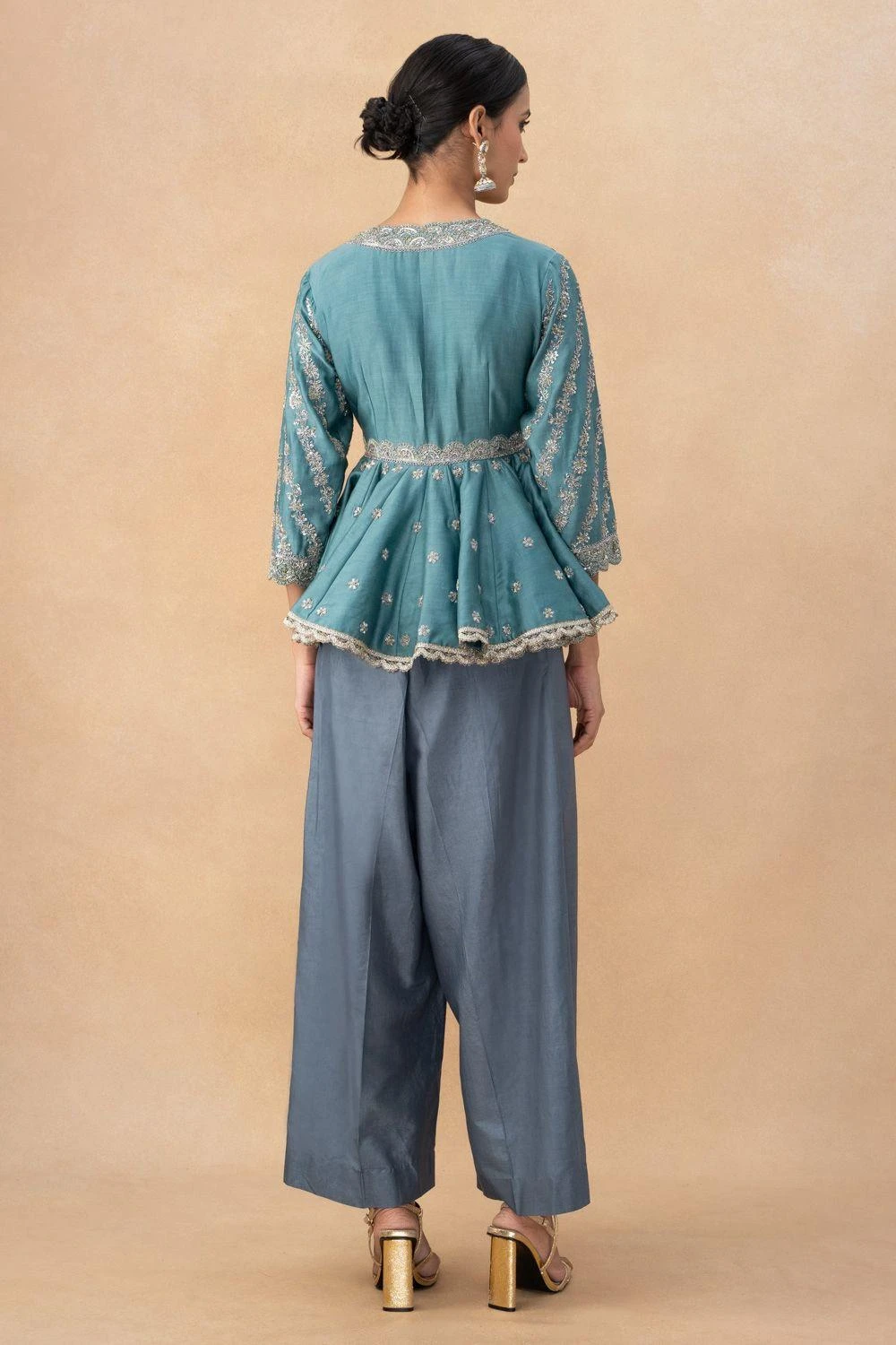 Jayanti Reddy Blue Zardosi Embellished Top 5 Jayanti Reddy Blue Zardosi Embellished Top - Image 5