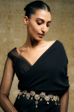 Tarun Tahiliani Accessories Gold Floral Crystal Jewel Belt