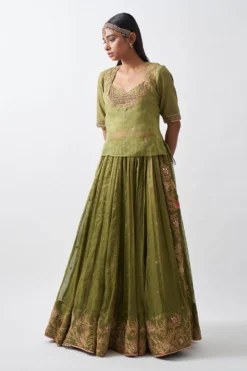 Rhua Lime Green Embroidered Lehenga Set -Cheap Wovencia Store 296rhu9 2