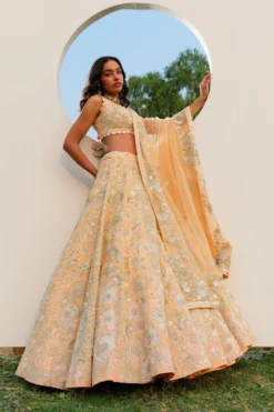 Mishru Peach Embroidered Lehenga Set -Cheap Wovencia Store 297misro21 2