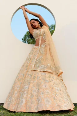 Mishru Peach Embroidered Lehenga Set -Cheap Wovencia Store 297misro21 3