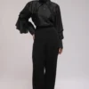 Shimona Agrawal Black Shirt With Ruffle Sleeves