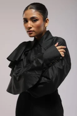 Shimona Agrawal Black Shirt With Ruffle Sleeves -Cheap Wovencia Store 29823sa8 3