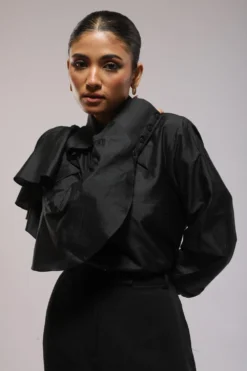 Shimona Agrawal Black Shirt With Ruffle Sleeves -Cheap Wovencia Store 29823sa8 4