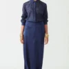 Payal Pratap Navy Drape Pants In Satin