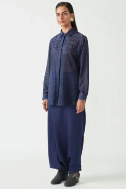 Payal Pratap Navy Drape Pants In Satin -Cheap Wovencia Store 2vr 70c 2