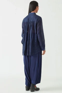 Payal Pratap Navy Drape Pants In Satin -Cheap Wovencia Store 2vr 70c 3