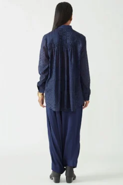 Payal Pratap Navy Drape Pants In Satin -Cheap Wovencia Store 2vr 70c 4