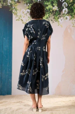Arcvsh By Pallavi Singh Indigo Floral Printed Pleated Dress -Cheap Wovencia Store 30823ah20 5