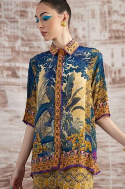 Rajdeep Ranawat Mustard Maizah Floral Top -Cheap Wovencia Store 3103rr23 6