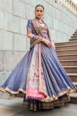 Tarun Tahiliani Blue Embroidered Gilet -Cheap Wovencia Store 310tt10 3