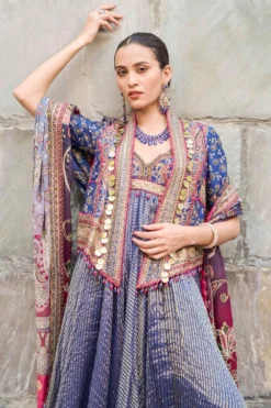 Tarun Tahiliani Blue Embroidered Gilet -Cheap Wovencia Store 310tt10 4