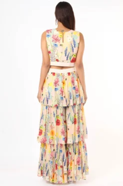 PS Pret By Payal Singhal Beige Floral Print Sharara Set -Cheap Wovencia Store 319ps20 4