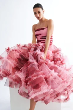 Gauri & Nainika Pink Floating Peony Dress -Cheap Wovencia Store 3423gn18 2