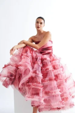 Gauri & Nainika Pink Floating Peony Dress -Cheap Wovencia Store 3423gn18 3