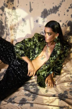 Rara Avis Black Pleated Sequinned Pants -Cheap Wovencia Store 3823ra19 3