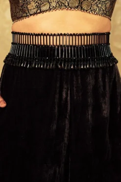 Tarun Tahiliani Accessories Two-tiered Black Cut Dana Belt