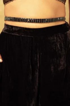 Tarun Tahiliani Accessories Black Single-line Crystal Belt