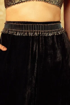 Tarun Tahiliani Accessories Black & Gold Cut Dana Belt