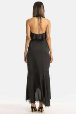 431-88 By Shweta Kapur Black Satin Raindrop Skirt -Cheap Wovencia Store 408431029 3 1