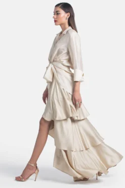 431-88 By Shweta Kapur Champagne Silk Ace Shirt -Cheap Wovencia Store 40843104 3