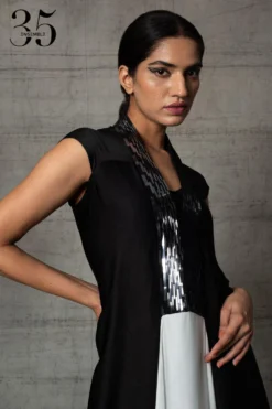 Amit Aggarwal Black & White Metallic Dress -Cheap Wovencia Store 410am13 5