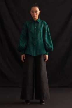 Amrich Kay Tranquil Green Silk Hand-Woven Shirt