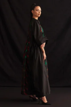 Amrich Eden Red & Green Silk Woven Pleated Kaftan Dress -Cheap Wovencia Store 41123am24 3