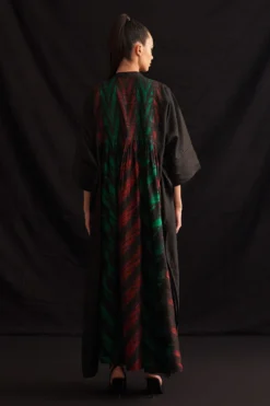 Amrich Eden Red & Green Silk Woven Pleated Kaftan Dress -Cheap Wovencia Store 41123am24 6