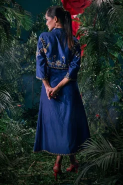 Chandrima Indigo Floral Embroidered Crop Shirt -Cheap Wovencia Store 41123cm13 4